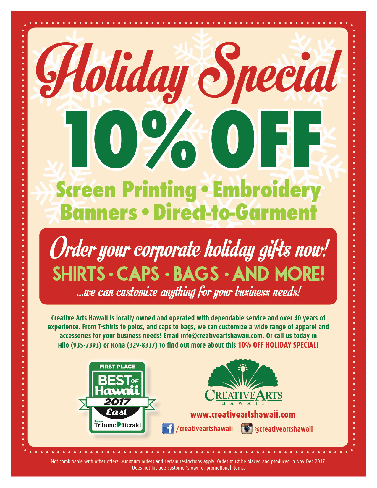 Creative Arts Hawaii Custom T Shirts, Banner & Screen Printing